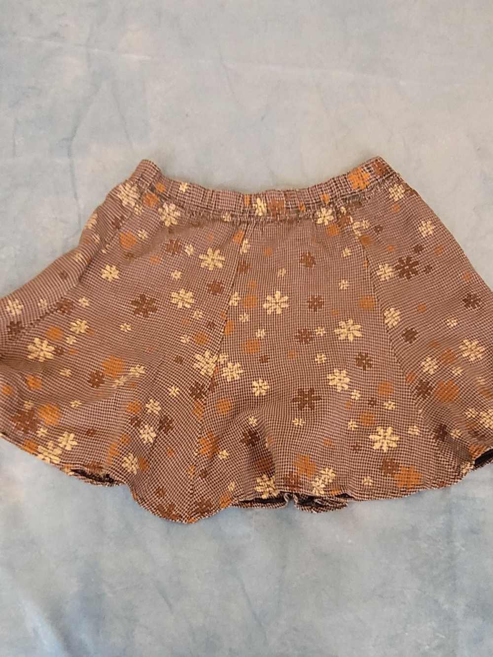 Girls Brown Floral Skirted Shorts - Brown Floral